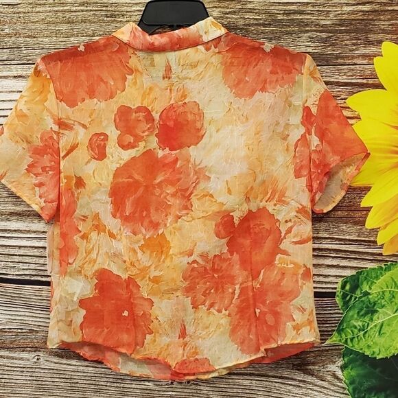 Worthington coral floral short Sleeve Blouse 👚 - Picture 2 of 5